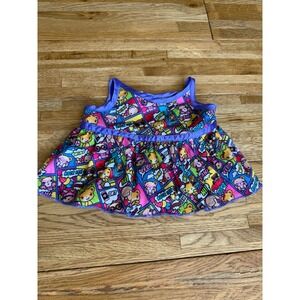 Build a Bear Workshop Kabu comic strip Fun Cartoon Print Purple Trim Sleeveless